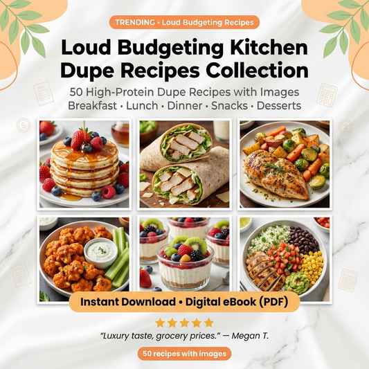 Loud Budgeting Kitchen Bible eBook Edition 50 High-Protein “Dupe” Recipes with Images: Breakfast, Lunch, Dinner, Snacks & Desserts