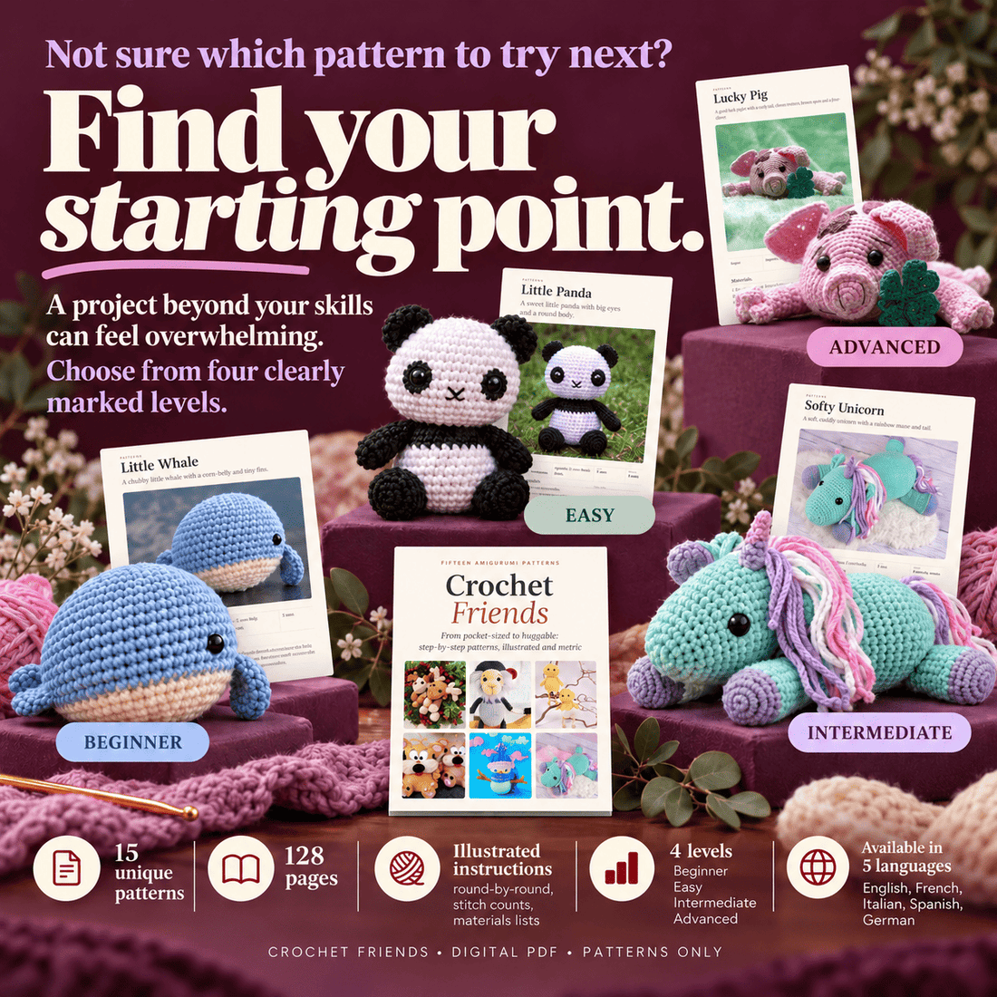 Crochet Friends – 15 Amigurumi Patterns | PDF in 5 Languages